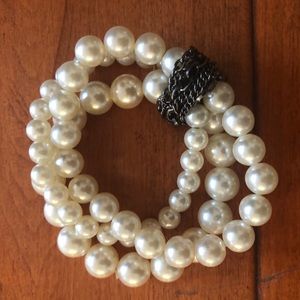faux pearl bracelet stack
